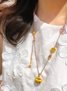 金包银点钻小胖福葫芦编绳项链女时尚百搭送女友平安扣吊坠