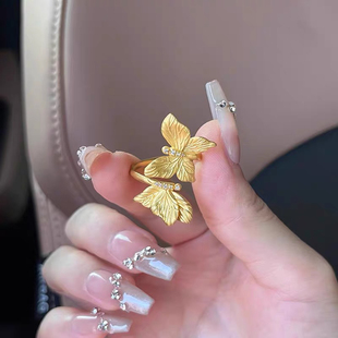 金包银蝴蝶戒指女款镶嵌工艺时尚指环 结婚戒指送礼