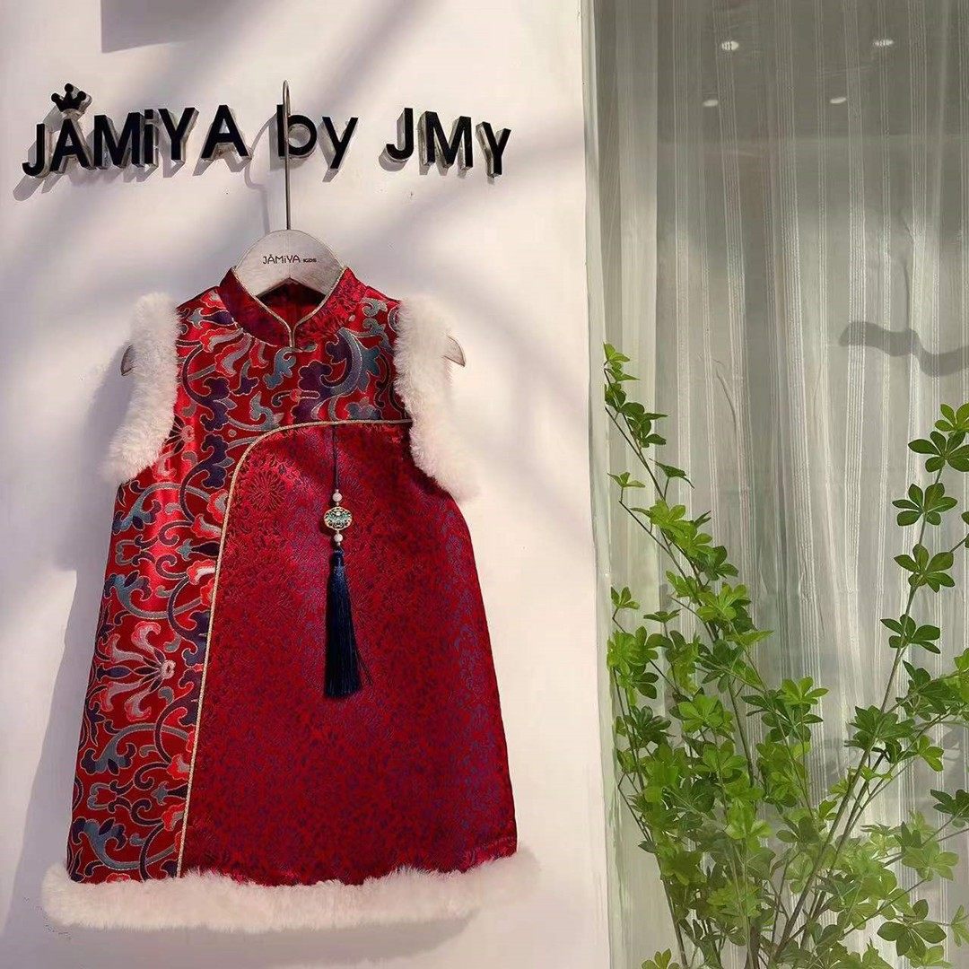 汉服女童冬季唐装拜年服女宝宝加棉保暖儿童旗袍小孩过年装中国风