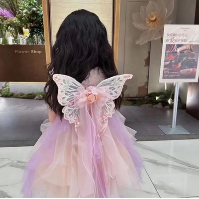 女宝宝粉色洋气网纱公主裙礼服裙