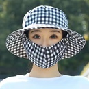 新款 夏季 防晒口罩一体帽子遮阳帽女款 防晒遮阳帽遮脸太阳采茶帽子