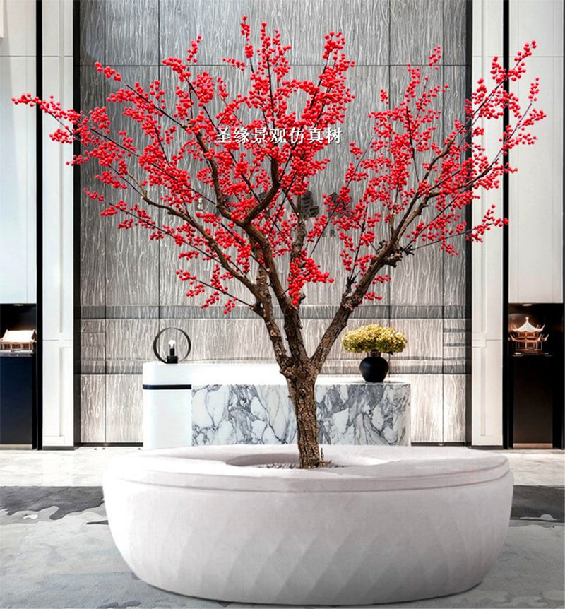 仿真红豆树红豆杉相思豆红浆果客厅酒店大堂餐厅民宿商场装饰摆件