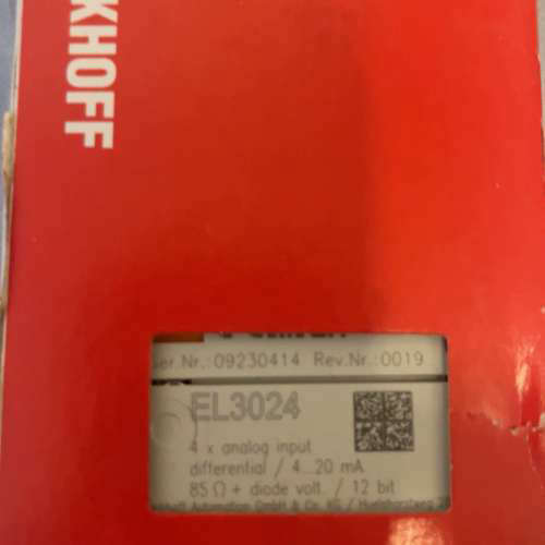 倍福EL3024正品，4路模拟输入，4-20mA差分