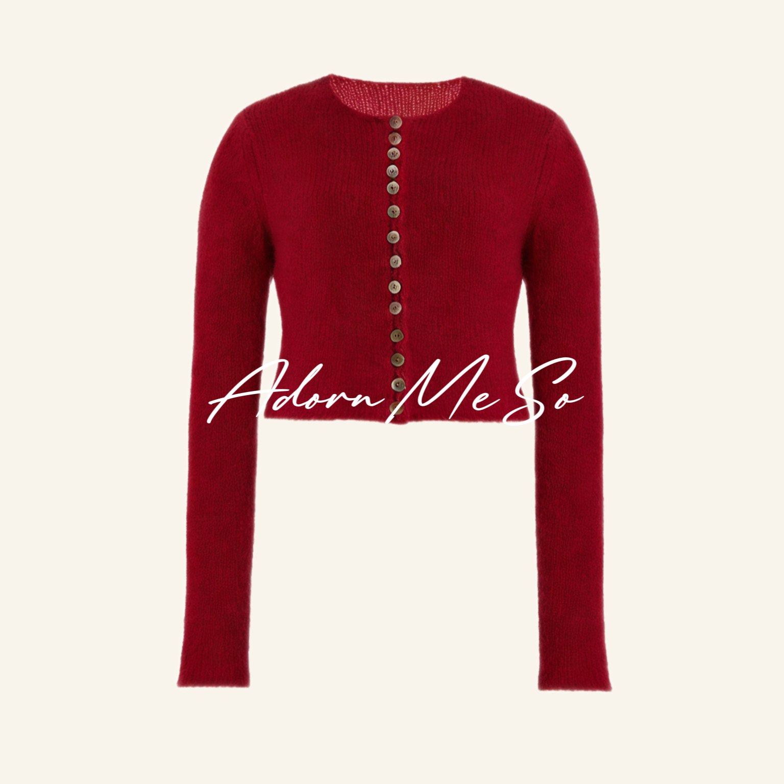 Adorn樱桃红羊绒羊毛圣诞开衫