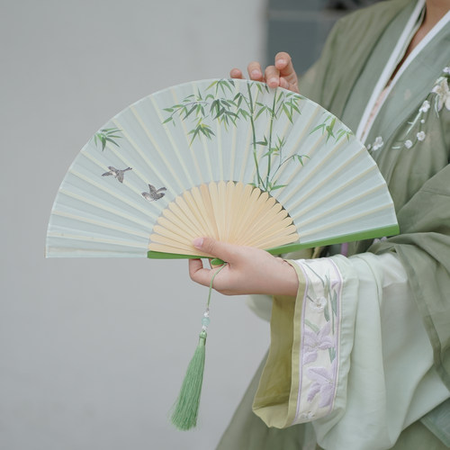 古风汉服旗袍女夏随身折叠折扇