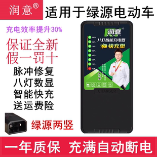 适用绿源电动车48V12AH60V20AH72VT铅酸两竖原装 充电器自动断电 版