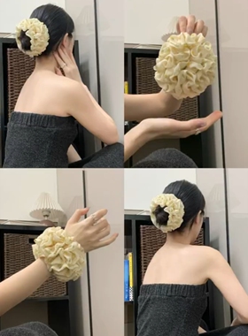 温柔韩系风褶皱绣球花发圈氛围感气质碎花头绳温柔风发饰2026新款