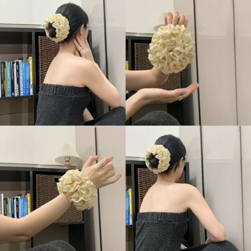 韩系温柔碎花发圈褶皱绣球花头绳