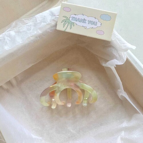 韩版醋酸南瓜鲨鱼夹甜美氛围感