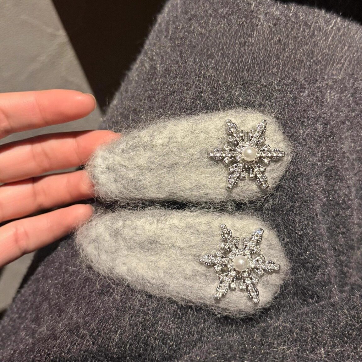 氛围感雪花发夹冬气质侧边夹新款