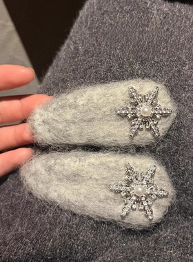 好有氛围感的雪花发夹秋冬发饰气质侧边刘海夹氛围感时尚2025新款