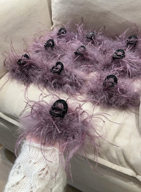 海妖紫美丽坏女人新皮肤气质紫色抓夹氛围感轻奢羽毛发饰2025新款