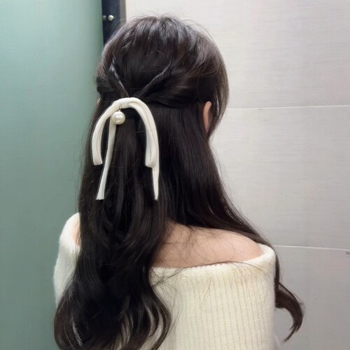 法式甜美蝴蝶结珍珠发绳温柔风