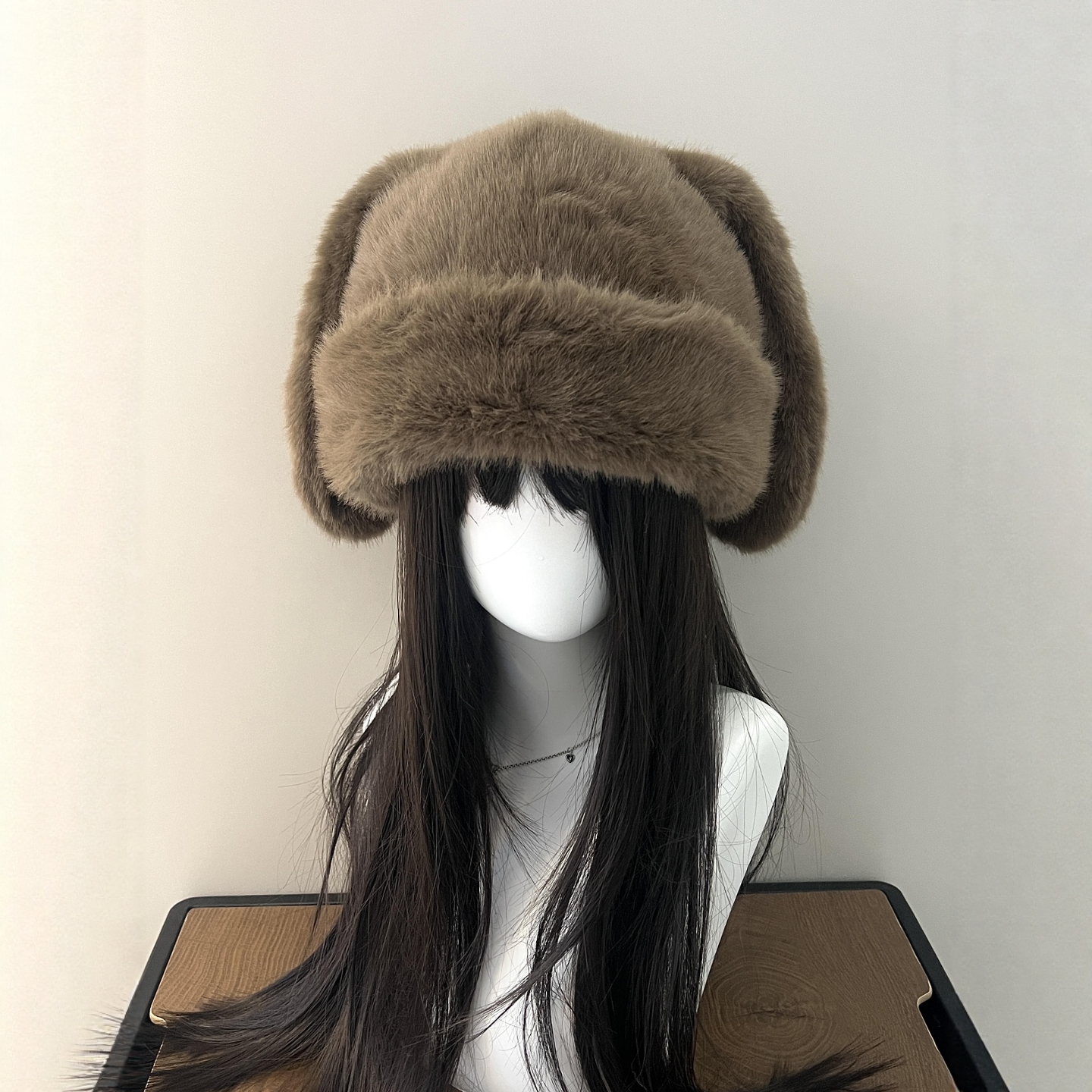 垂耳兔毛线帽冬可爱显脸小帽子女