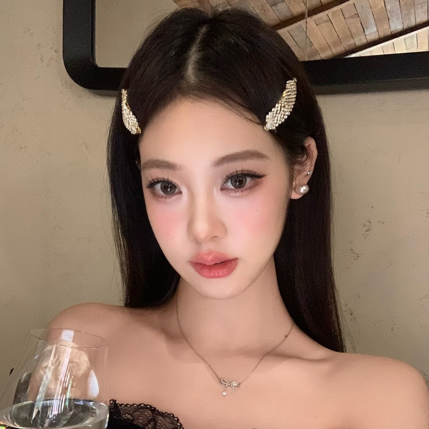 法式千金小香风闪锆水滴羽毛发夹女精致高级感侧边刘海夹2026新款图片