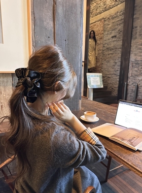 妍里妍气的黑色大肠发圈高级感气质头绳法式百搭发饰时尚2025新款