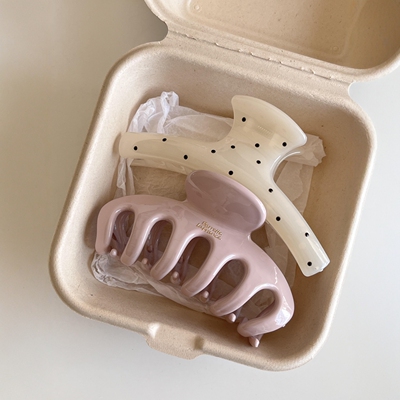 美爆了的韩系温柔风鲨鱼夹！网红简约龙骨夹韩版波点抓夹2026新款