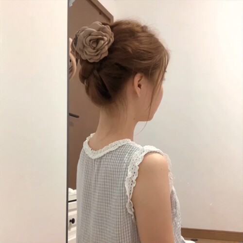 高级感后脑勺法式复古花朵发抓夹