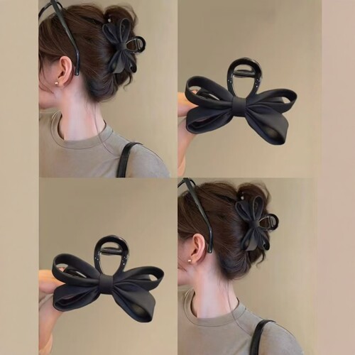 高级感黑色立体蝴蝶结抓夹高级感