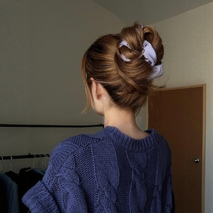 缎面大肠发圈复古高级感发饰 法式 花苞头十秒搞定 我是认真