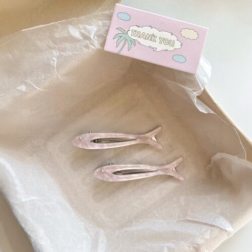 粉紫冰透醋酸发夹晕染小鱼侧边夹