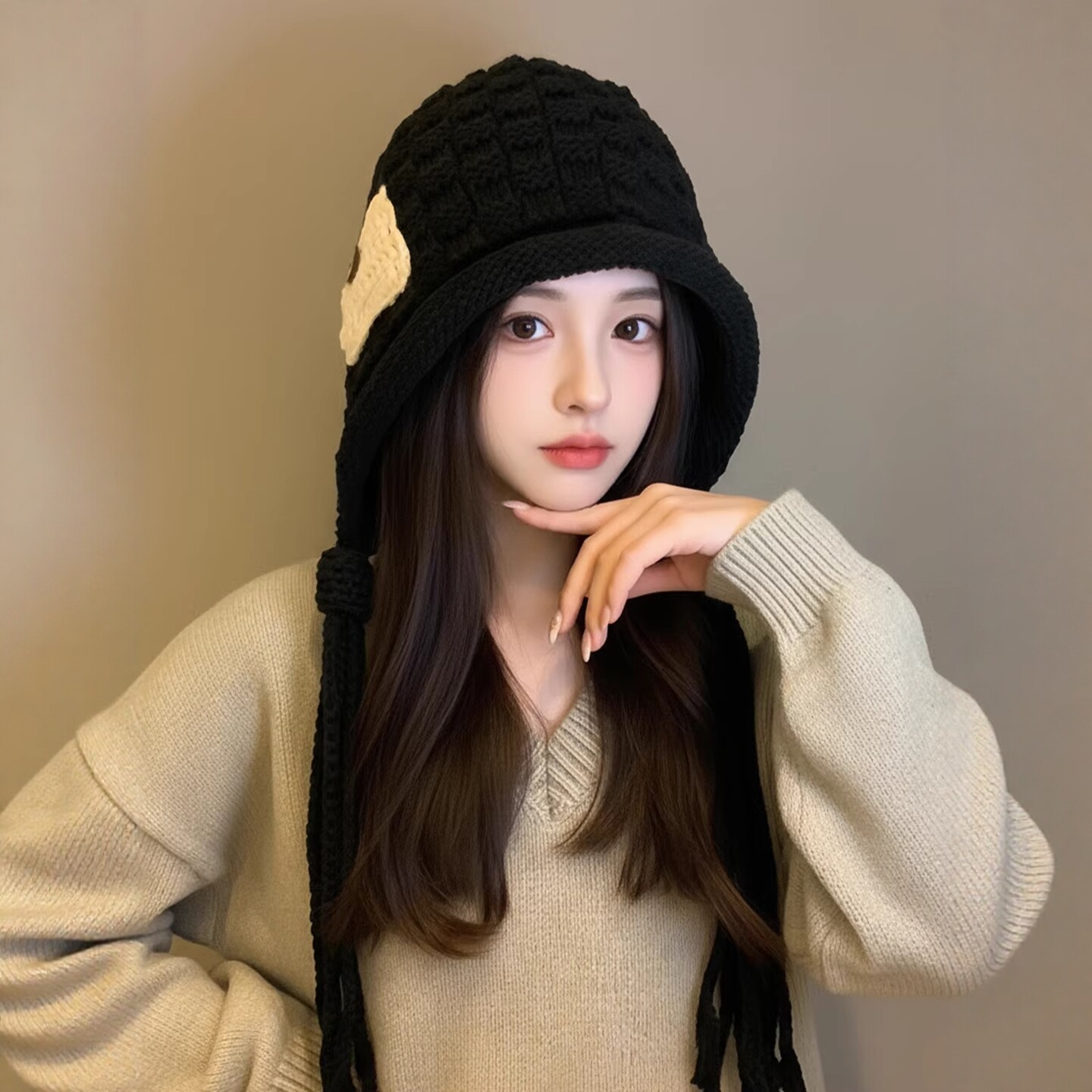 秋冬保暖流苏雷锋帽女款护耳针织