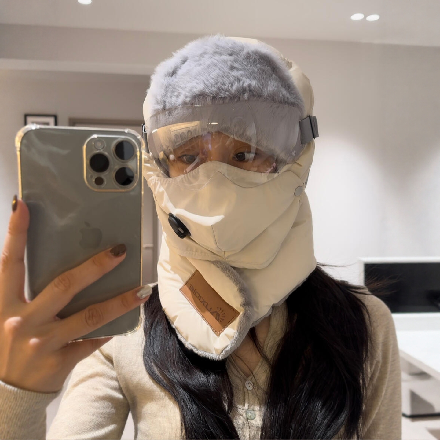 妈妈耶骑车再也不怕吹成脑震蛋了！骑行帽冬季电瓶车防风寒自行车