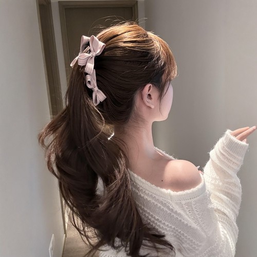 今天出门又戴夹子了粉格蝴蝶双面香蕉夹甜美超级可爱发夹2025新款