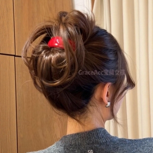 丸子头发夹高端气质2025新款 扁头真 时尚 氛围感夹子百搭款 会谢