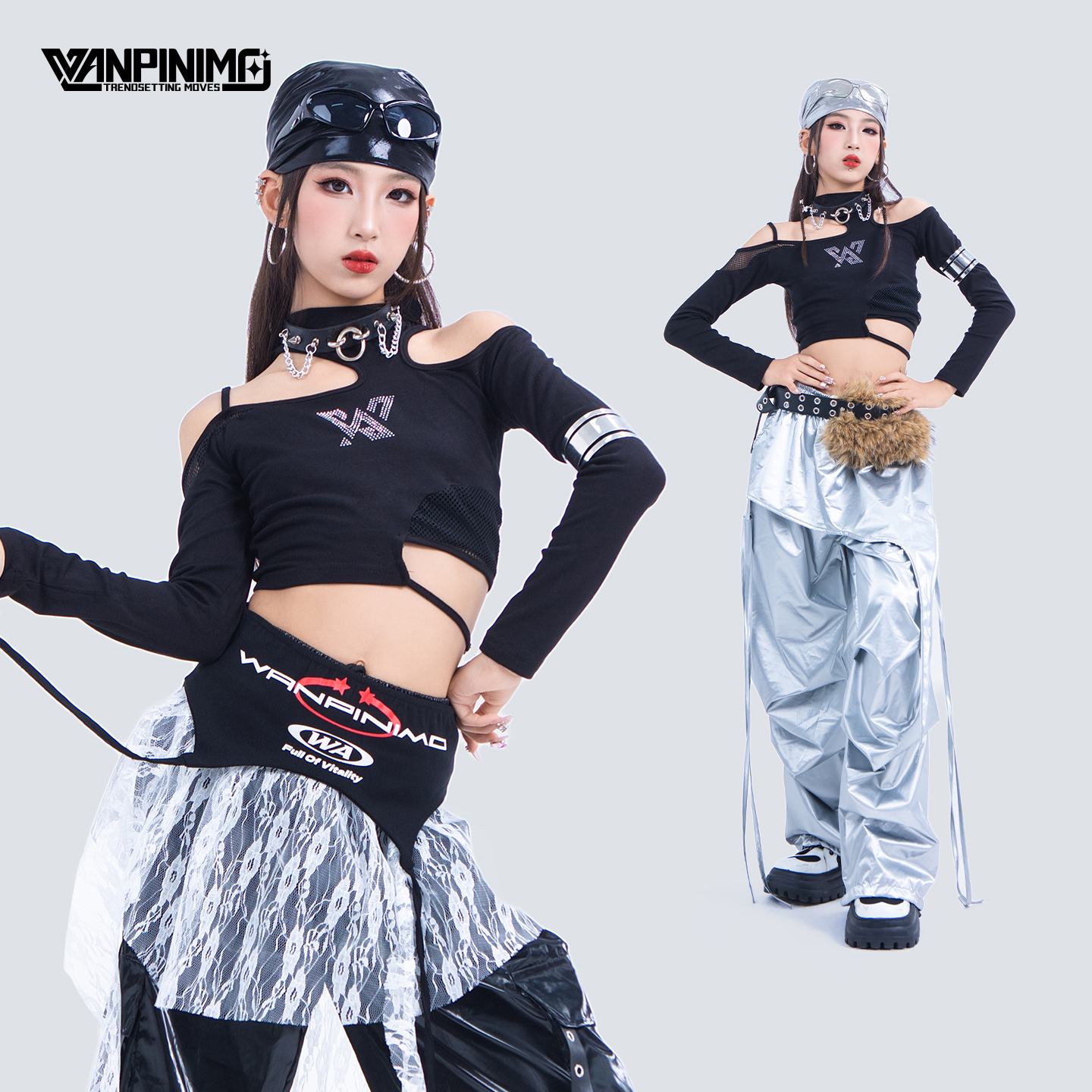 顽皮尼莫爵士舞女童服装秋冬街舞走秀时髦潮酷女团甜酷jazz演出服