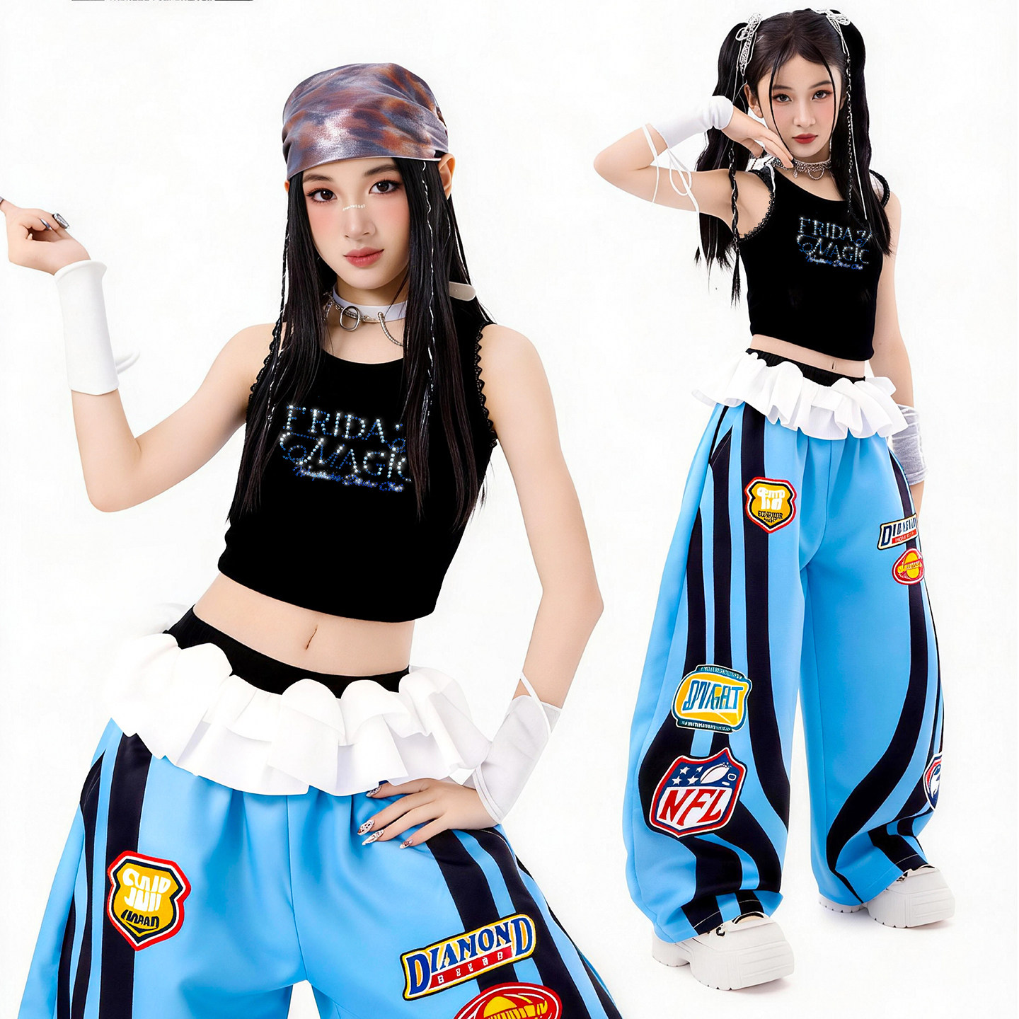 顽皮尼莫女童爵士舞夏季演出服图片