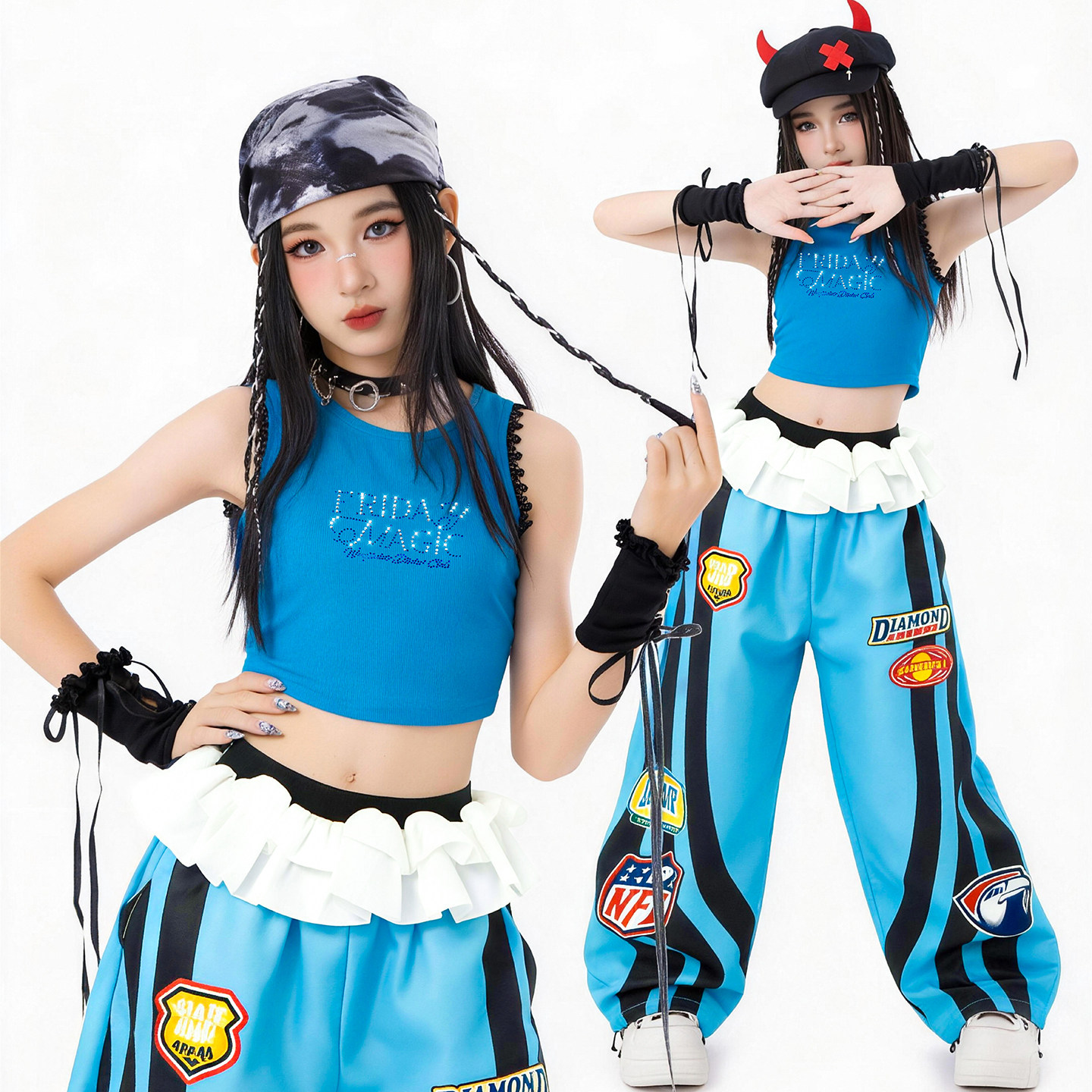 顽皮尼莫女童爵士舞服装夏JAZZ少儿街舞演出服儿童潮酷时髦表演服