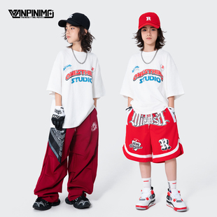 頑皮尼莫童裝 街舞兒童潮服嘻哈男童少兒hiphop寬松潮牌炸街演出服