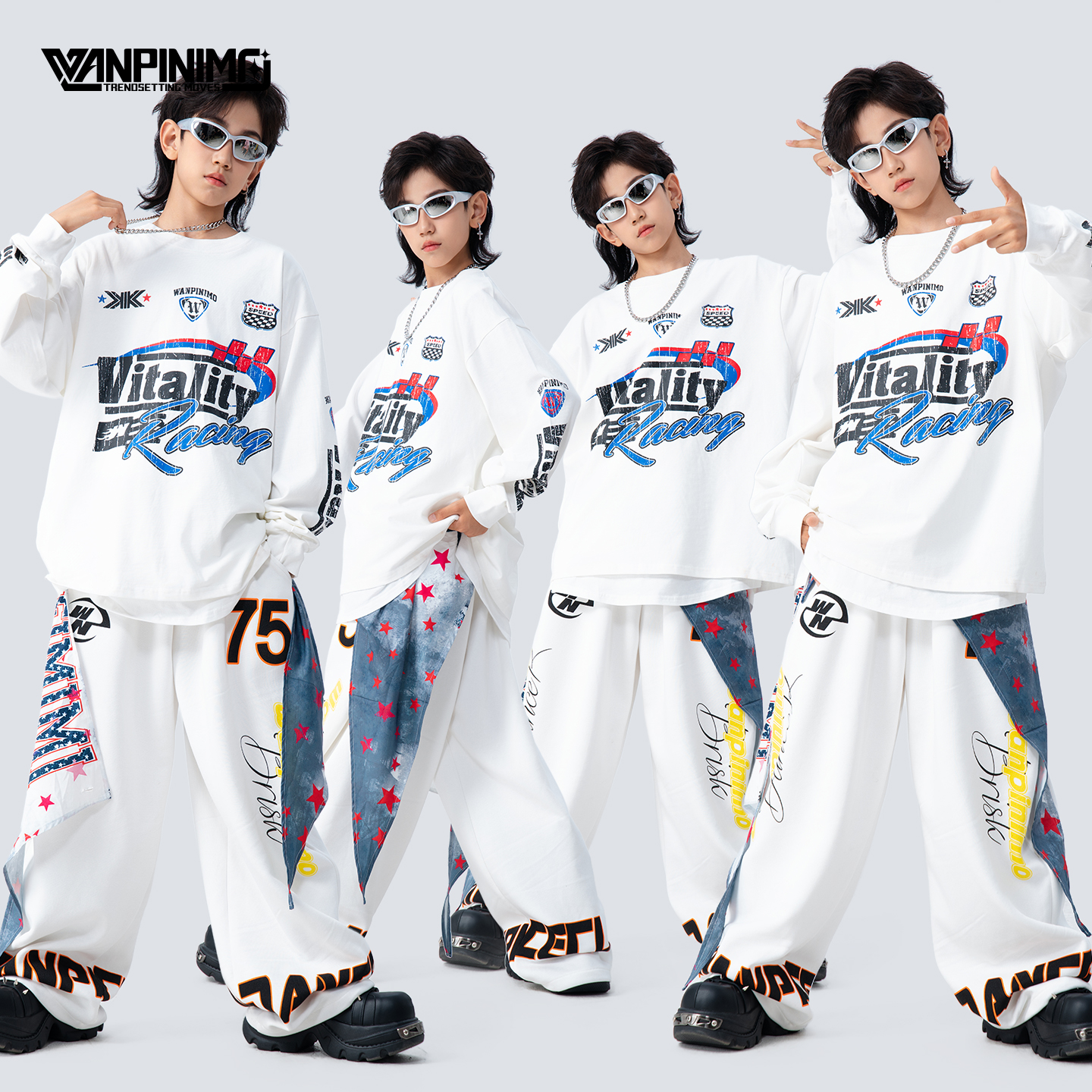 顽皮尼莫童装街舞男童潮服儿童嘻哈套装秋冬炸街hiphop潮牌演出服