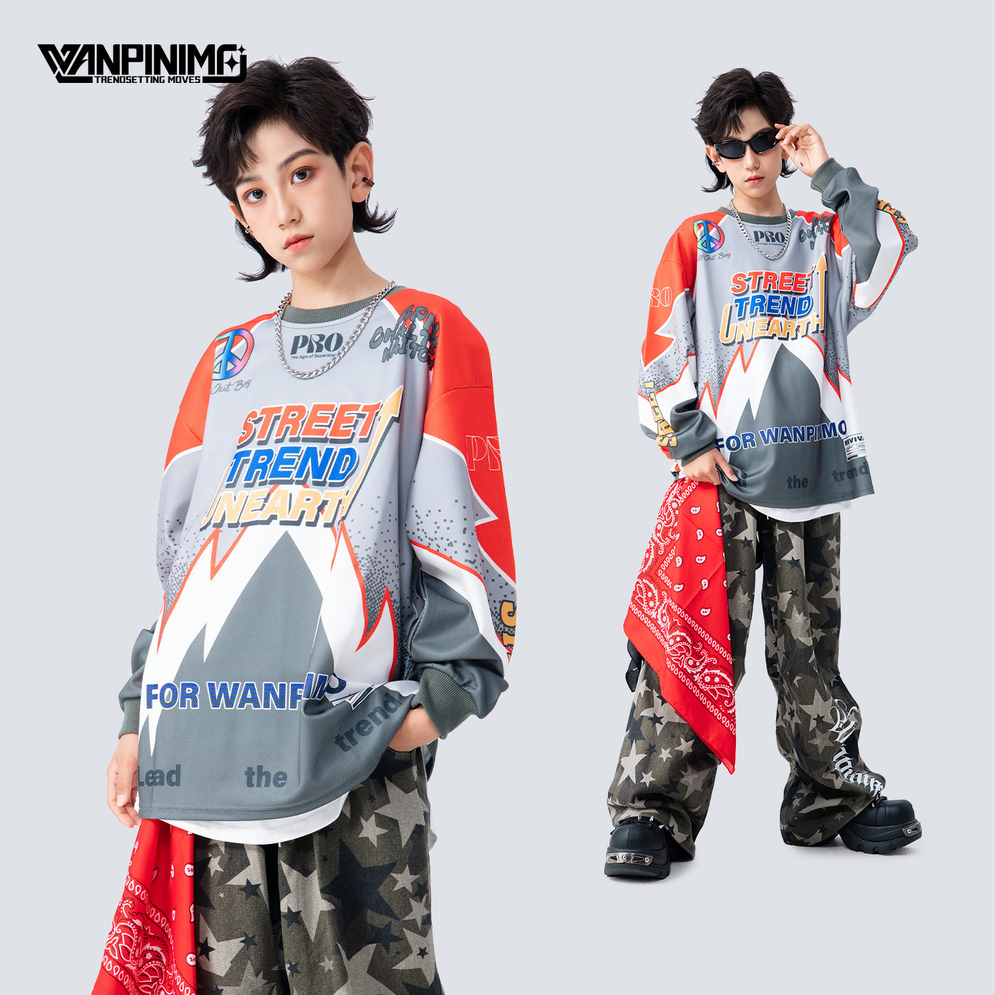 顽皮尼莫童装街舞儿童潮服男童嘻哈少儿秋冬炸街hiphop潮牌演出服