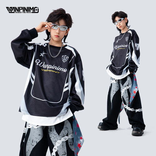 顽皮尼莫男童嘻哈街舞秋冬演出服