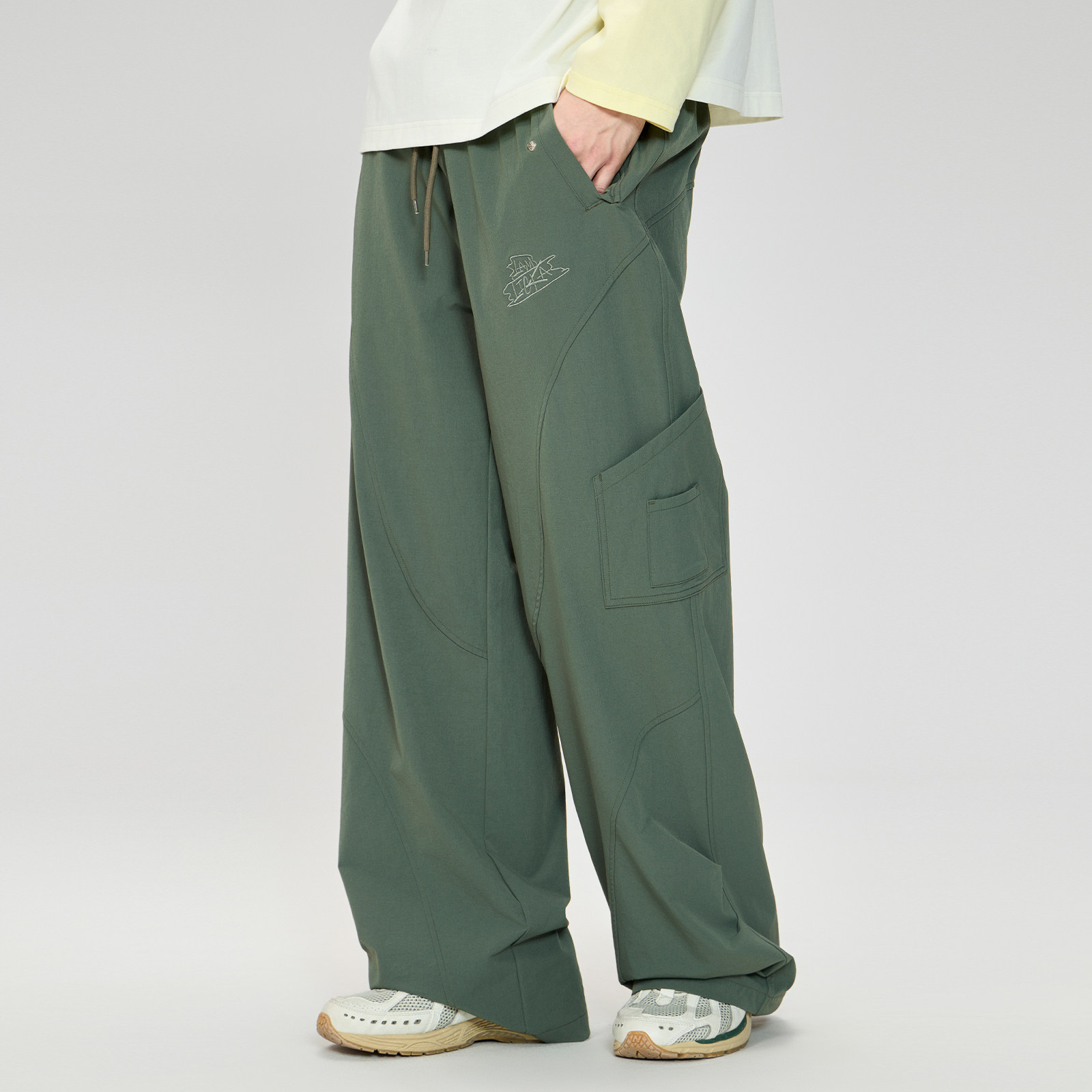 LAMLICKA简约刺绣多口袋工装休闲裤男春季新款薄垂感宽松直筒长裤,男装,休闲裤,淘宝优惠券,粉丝福利购,淘宝优惠卷