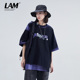 LAMLICKA扎染美式 半袖 嘻哈街舞宽松短袖 T恤女潮牌中性设计情侣装
