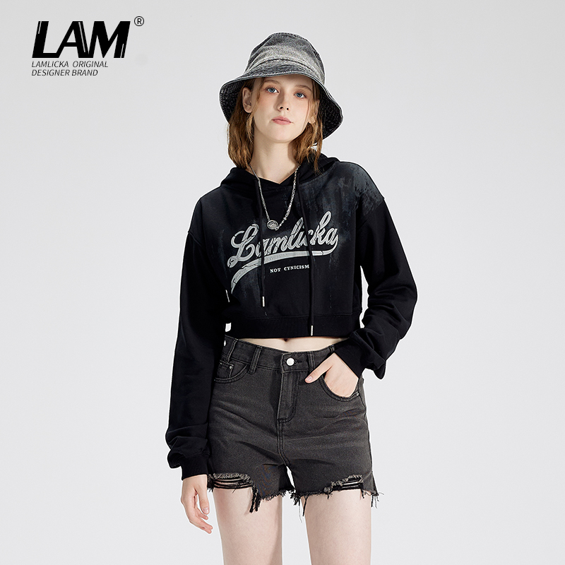 LAMLICKA薄款宽松连帽美式卫衣