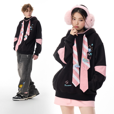 LAMLICKA拼接撞色加厚连帽卫衣