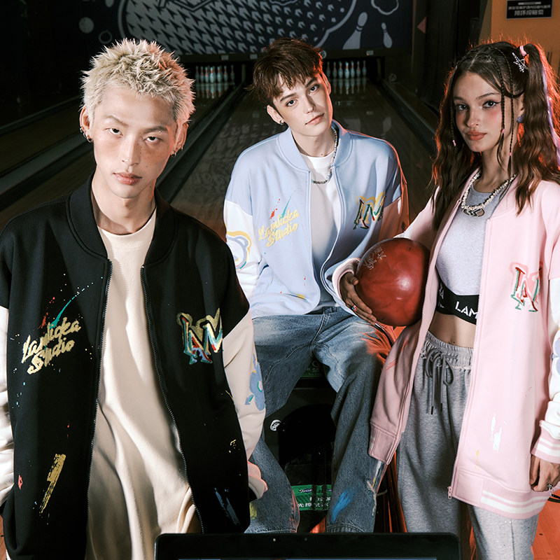 LAMLICKA新款美式多巴胺棒球服夹克男秋季毛巾绣宽松情侣中性外套,男装,夹克,淘宝优惠券,粉丝福利购,淘宝优惠卷