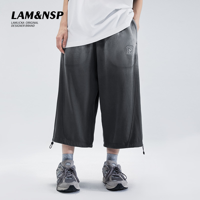 LAMLICKA直筒宽松情侣休闲七分裤