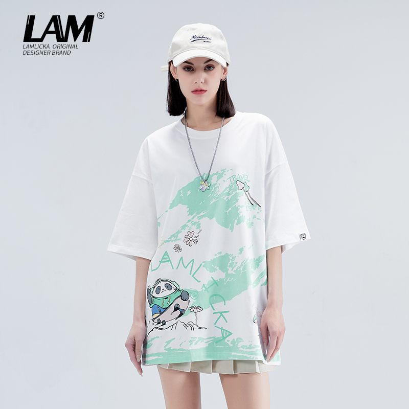 LAMLICKA音乐熊猫系列印花款短袖