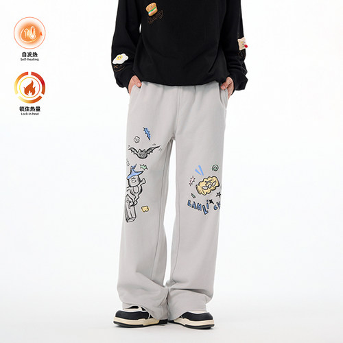 LAMLICKA涂鸦卡通印花直筒休闲裤