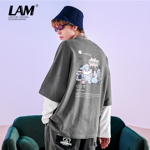 lamlicka音乐熊猫圆领潮圆领卫衣