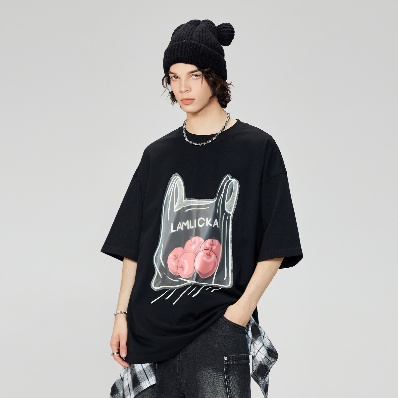 LAMLICKA原创贴布印花短袖T恤男25春夏新款潮牌重磅情侣宽松上衣,男装,T恤,淘宝优惠券,粉丝福利购,淘宝优惠卷