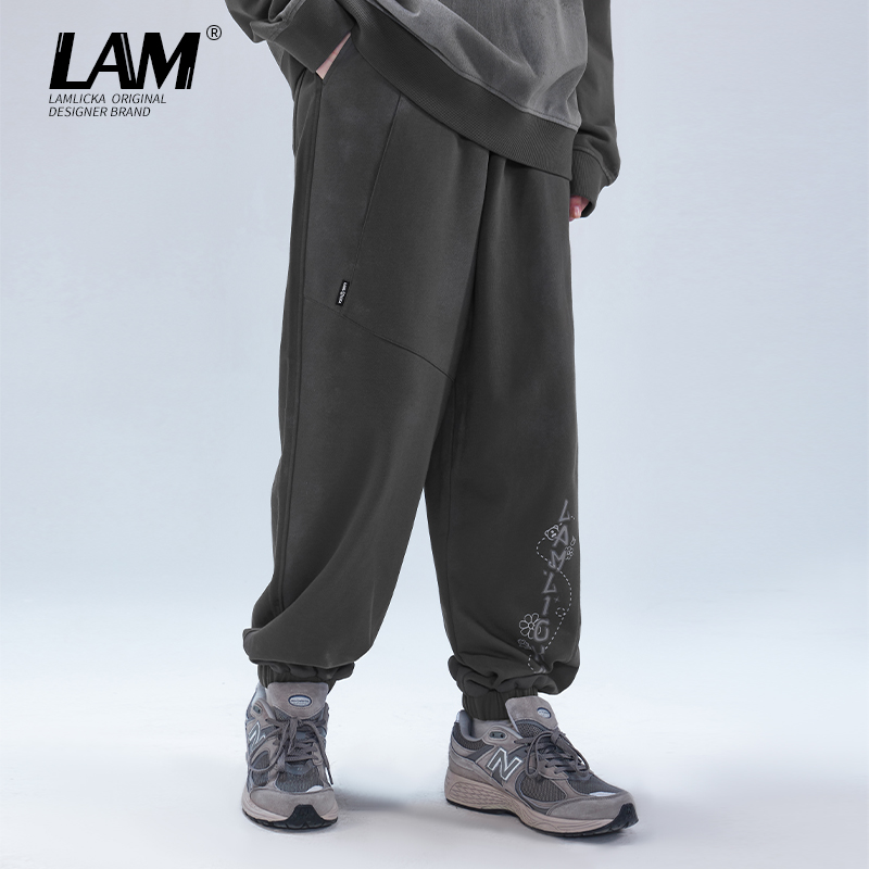 LAMLICKA复古扎染印花休闲裤男