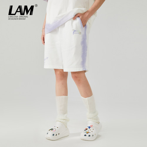 LAMLICKA扎染松紧宽松休闲短裤