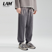 男潮渐变松紧运动长裤 LAMLICKA LAM日系扎染重工刺绣宽松束脚卫裤