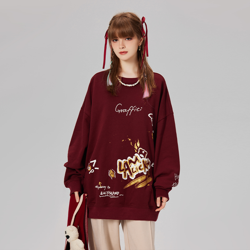 LAMLICKA新款红色烫金卫衣